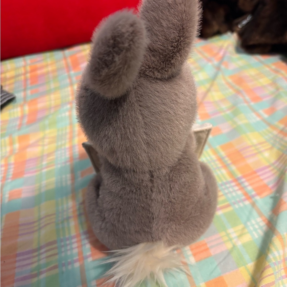 Jellycat Messenger Grey Plush Bunny in Cream Envelope Pouch - Picture 2 of 5